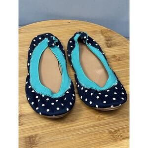 CREWCUTS Girls size 1‎ navy/teal slip on ballerina shoes Preppy